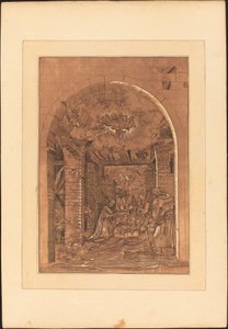 Hyrdernes tilbedelse af Johann Gottlieb Prestel after a 16th Century German Artist