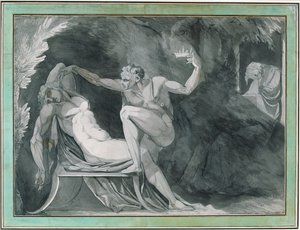 Danmarks konge bliver forgiftet i søvne af sin bror af Johann Heinrich Füssli