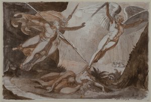 Satan berørt af Ithuriels spyd af Johann Heinrich Füssli