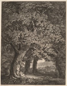 Italiensk Landskab med et Par Hyrder af Johann Heinrich Meyer