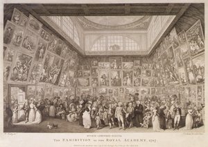 Indvendigt billede af Somerset House, der viser en udstilling fra Royal Academy of Arts i 1787 af Johann Heinrich Ramberg