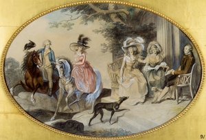Lady St. Aubyn og hendes familie (pen og pensel og sort blæk, akvarel og gouache på papir)
