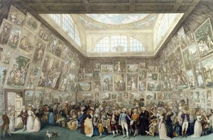 The Exhibition of the Royal Academy, 1787, graveret af Pietro Antonio Martini (1738-97), 1787