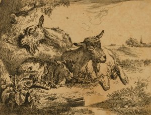 To geder og et kid af Johann Heinrich Roos