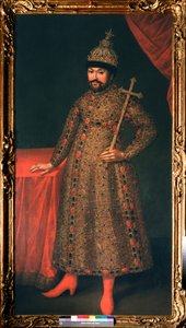 Portræt af tsaren af ​​Russie Michel I Fyodorovitch Romanov (1596-1645) (Portræt af zaren Michail I Fyodorovich af Rusland) - Peinture de Johan Heinrich Wedekind (1674-1736), olie på lærred