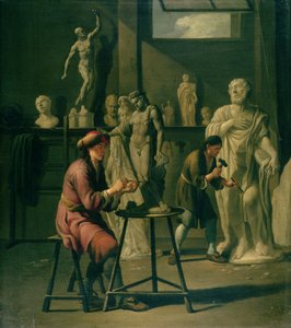 Interiør af et billedhuggeratelier