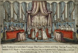 Marie-Louise giftede sig med Napoleon ved fuldmagt i Wien, hvor ærkehertug Charles træder ind for Napoleon, 18.