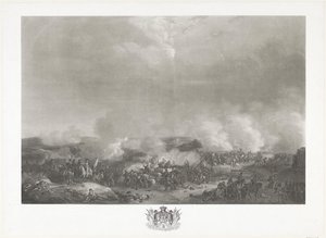 Prins af Orange i slaget ved Quatre-Bras, 1815 Tolv plader med ankomsten og indvielsen af ​​William I i Bruxelles og kampene ved Quatre-Bras og Waterloo i 1815 (serietitel) af Johann Hürlimann