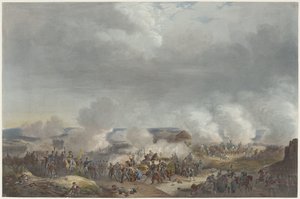 Prins af Orange i slaget ved Quatre-Bras, 1815 Tolv plader med ankomsten og indvielsen af ​​William I i Bruxelles og kampene ved Quatre-Bras og Waterloo i 1815 (serietitel) af Johann Hürlimann