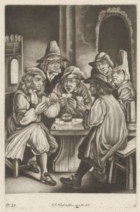 Mænd, der spiller kort af Johann Jacobus Haid