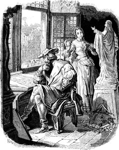 Arkitekt Erwin von Steinbach med sin datter Sabina Illustration fra det tyske folks historie af E. Duller, 1840