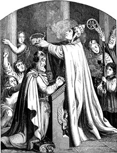 Kroningen af ​​kejser Karl den Store af pave Leo III Illustration fra det tyske folks historie af E. Duller, 1840