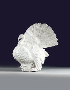 Meissen model af en kalkunhane, ca. 1733 (keramik) af Johann Joachim (after) Kändler