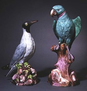 Augustus Rex Meissen figurer af en terne og en parakit (porcelæn)