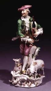 Meissen hyrde med sækkepibe (porcelæn)