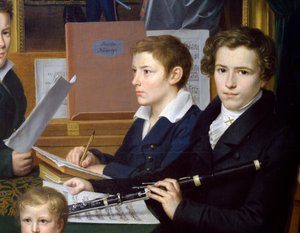 Poika huilulla, yksityiskohta kalligrafi Heinringsin lapset af Johann Kaspar Benedict Beckenkamp