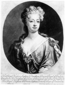 Sophia Dorothea, dronning af Preussen, graveret af John Smith, 1706 af Johann Leonhard Hirschmann