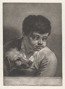 Portræt af dreng og hund af Johann Lorenz Haid