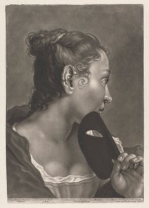 Portræt af en kvinde med maske af Johann Lorenz Haid