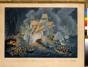 Slaget ved Tenedos, 27. oktober 1822 (ætsning)