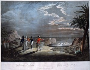 Napoleon Bonaparte på øen Saint Helena - Rugendas, Johann Lorenz, den yngre (1775-1826) - Akvatinte - 47x58 - Privat samling