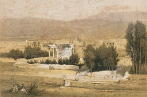 Baalbek. Radering af Bernatz et alii - Steinkopk J.F. Redaktør af Johann Martin Bernatz