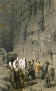 Vestmuren i Jerusalem. Farvegravering af Bernatz et alii - Steinkopk J.F. Editore