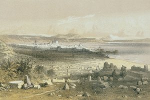 Tiberias i en radering af Schacher- Steinkopk J.F. Editore af Johann Martin Bernatz
