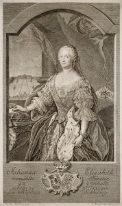 Portræt af Johanna-Elizabeth, kurfyrste af Anhalt-Zerbst 1712-1760, mor til Catherine II, 1756.