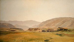 A Campagna Landscape (olie på hardboard på lærred)