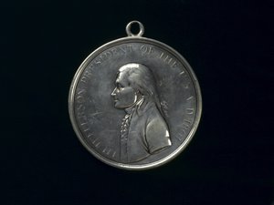 Thomas Jefferson indisk fredsmedalje, ca. 1801 (sølv) af Johann Mathias Reich