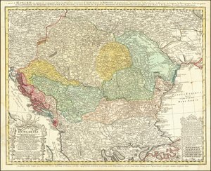 1744-kort over Balkanhalvøen med centrum i Kongeriget Ungarn af Johann Matthias Hase af Johann Matthias Hase