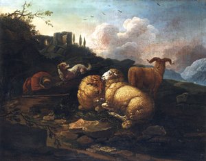 Johann Melchior Roos Får og fårehyrde af Johann Melchior Roos