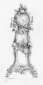 Design til et ur, ca. 1750 af Johann Michael Hoppenhaupt