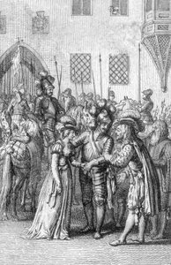 Kejser Henrik VII af Luxembourg (1275-1313) møder sin kommende hustru Margaret af Brabant (1276-1311) datter af John I, hertug af Brabant og Margarita af Dampierre (Henry VII, hellig romersk kejser møder sin hustru Margaret af Brabant, datter af John I, he