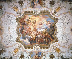 Visdom og god samvittighed sejrer over last ... (marmor) af Johann Michael Rottmayr
