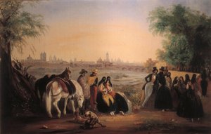 Udsigt over Lima langs Rimac-floden. Maleri af Johann Moritz Rugendas (1802-1858). 1843.