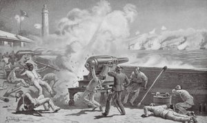 Bombardementet af Alexandria (litografi) af Johann Nepomuk (after) Schonberg