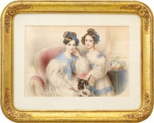 Dobbeltportræt af ærkehertuginderne Maria Theresa 1816-1867 og Maria Karoline 1825-1915, 1832.