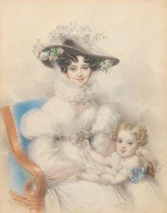Prinsesse Henrietta af Nassau-Weilburg 1797-1829 med datteren Maria, 1829.