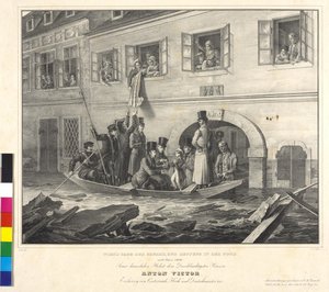 Fra farens dag i Wien og bjærgning i Noth den 2. marts 1830 (litografi) af Johann Nepomuk Hoechle