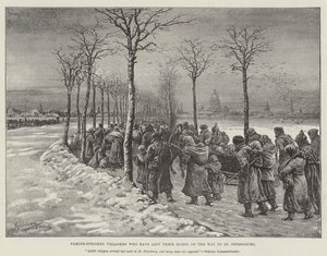 Hungersnød-ramte landsbyboere, der har forladt deres hjem på vej til St. Petersborg af Johann Nepomuk Schonberg