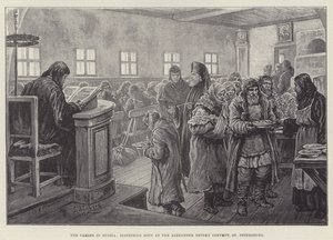 Hungersnøden i Rusland, udskænkning af suppe i Alexander Nevsky-klosteret, Skt. Petersborg af Johann Nepomuk Schonberg
