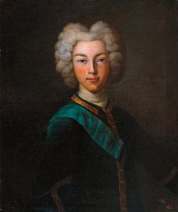 Portræt af zaren Peter II af Rusland (Portræt af zaren Peter II af Rusland) - Maleri af Johann Paul Luedden (Ludden) (?-1739), olie på lærred, slutningen af ​​1720 - Statens friluftsmuseum Pavlovsk Palace , Sankt Petersborg ( Rusland) af Johann Paul (d.1739) Luedden