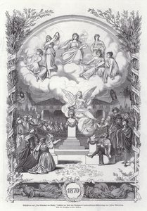 Sidste scene fra The Awakening of the Arts, fejring af 100-året for Beethovens fødselsdag, af Julius Rodenberg (gravering) af Johann Paul Adolf Kiessling