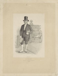 Portræt af J. Robert med vogn J. Robert (titel på objekt) af Johann Peter Berghaus