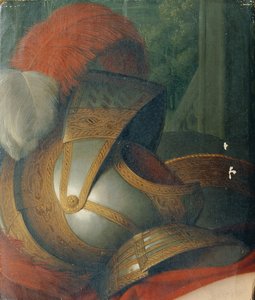hjelm og rundt skjold af Johann Peter Krafft