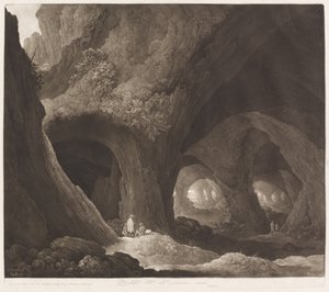 Rejsende i Gigantic Caverns af Johann Peter Pichler, after Guillam Dubois