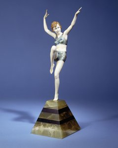 Beach Dancer, c.1935 (ronze and ivory, cold painted patina, green and black onyx base) dani