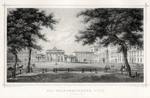 Brandenburger Tor, Berlin, 1800-tallet. af Johann Poppei